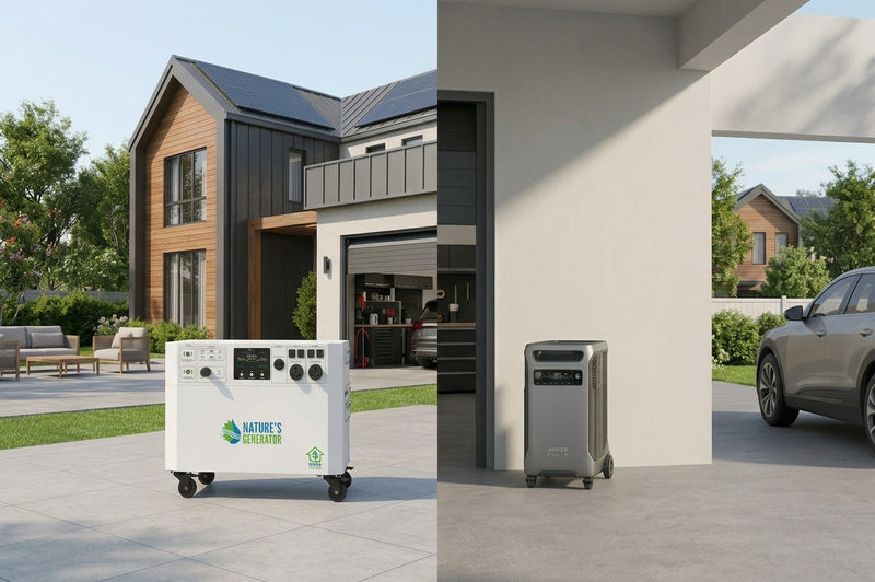 Nature’s Generator Powerhouse Gen 2 vs. Anker SOLIX F3800: Expansion Capability and 240V Output Comparison