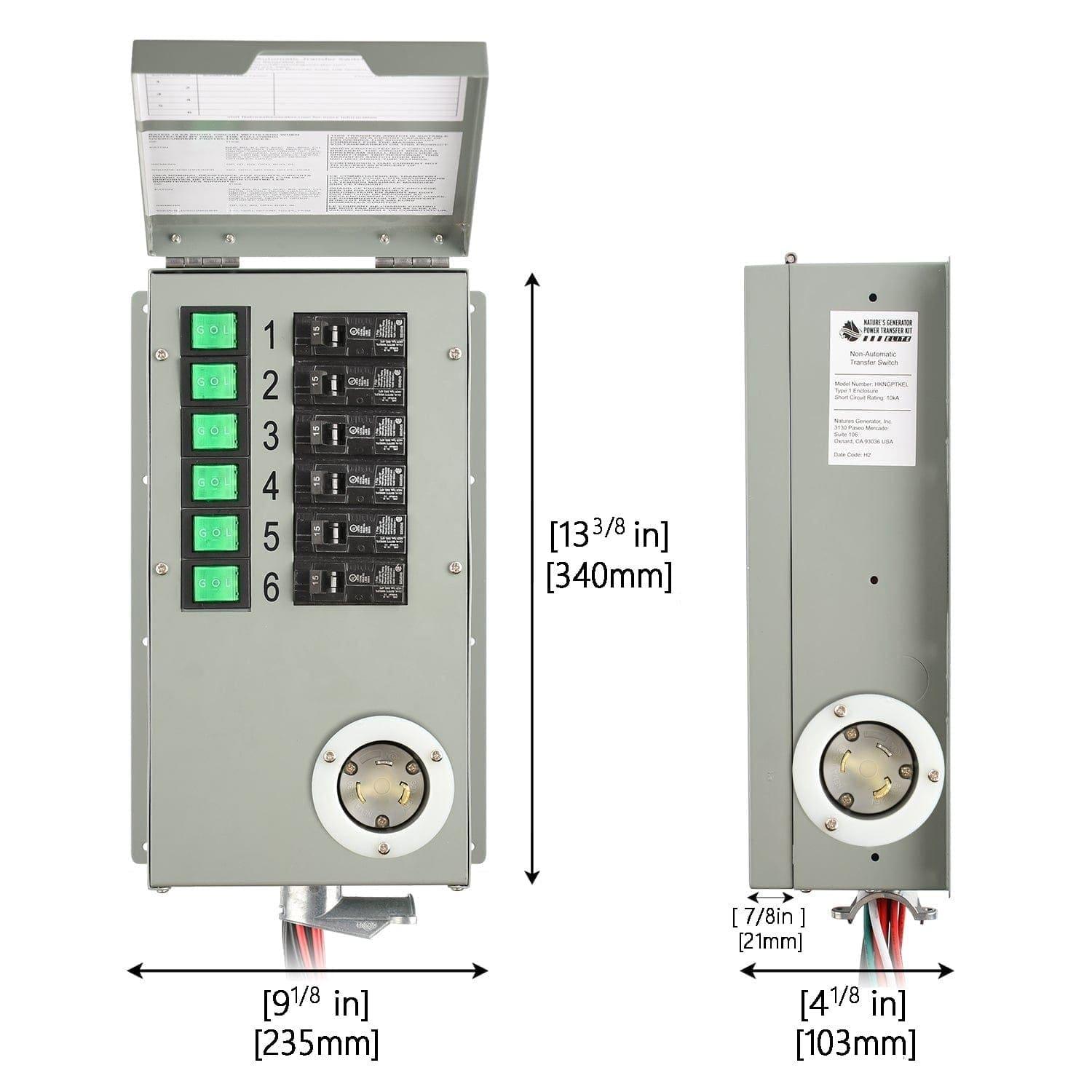 6-Circuit 120V Generator Transfer Switch Dimension