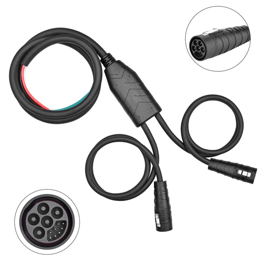 Product - Electric vehicle charging cable with connectors on a white background
