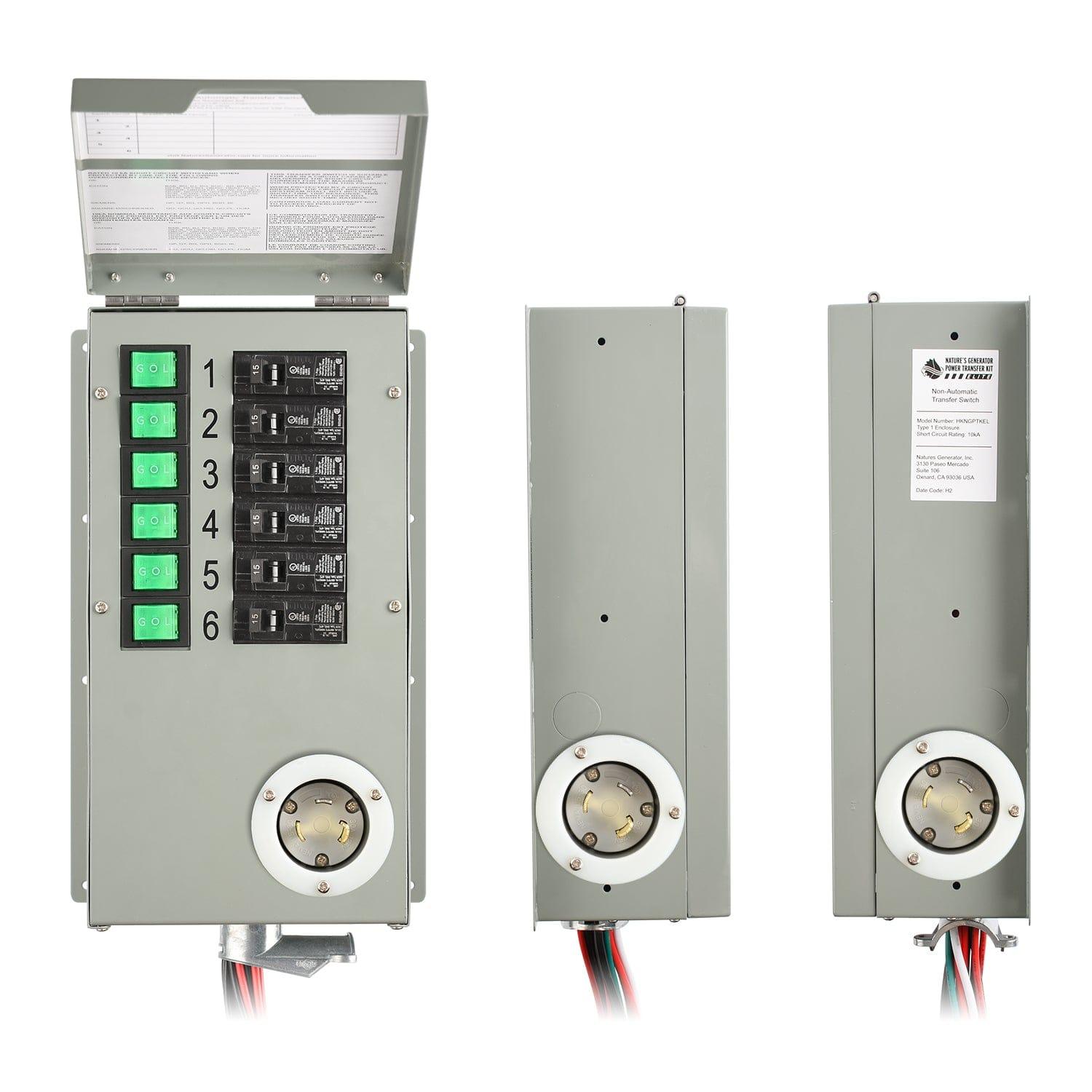 Nature's Generator Elite Power Transfer Switch Front, Right, and Left View