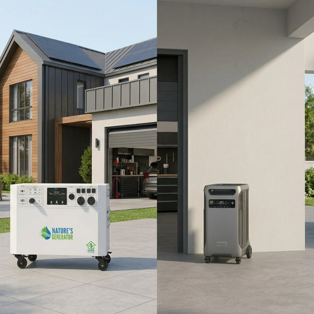 Nature’s Generator Powerhouse Gen 2 vs. Anker SOLIX F3800: Expansion Capability and 240V Output Comparison