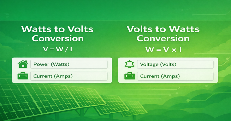 Watts to Volts (W to V) + Volts to Watts (V to W), Formulas & Examples