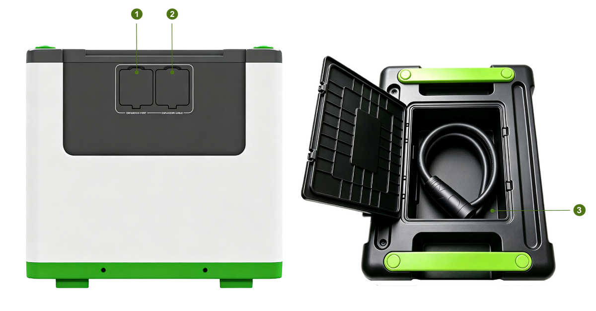 Nature’s Generator Lithium 3600 Power Pod Back View