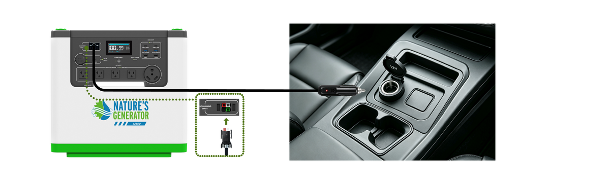 Recharging from the car by car charger (sold separately).