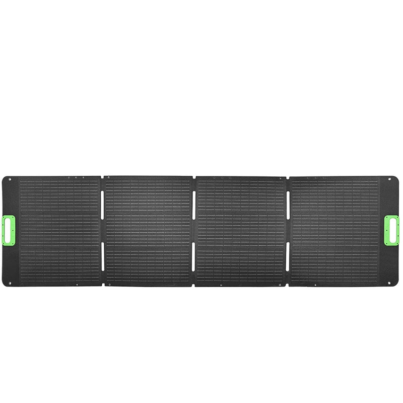 Nature's Generator 200W Folding Solar Panel - Product - Foldable solar panel with green connectors on a white background 4