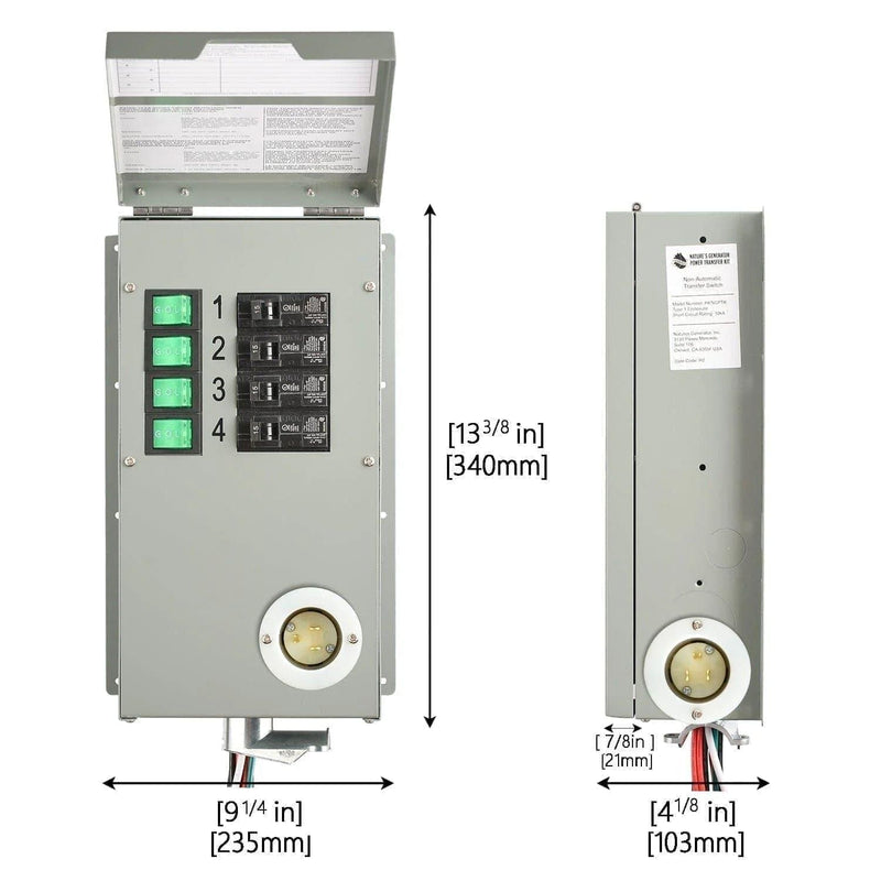 120V 15A 4-Circuit Non-Automatic Transfer Switch - Product - 4-Circuit 120V Generator Transfer Switch Dimension 6