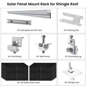 410 Watt Monocrystalline Solar Panel (10 Pack) With Solar Panel Mount Rack - Nature's Generator