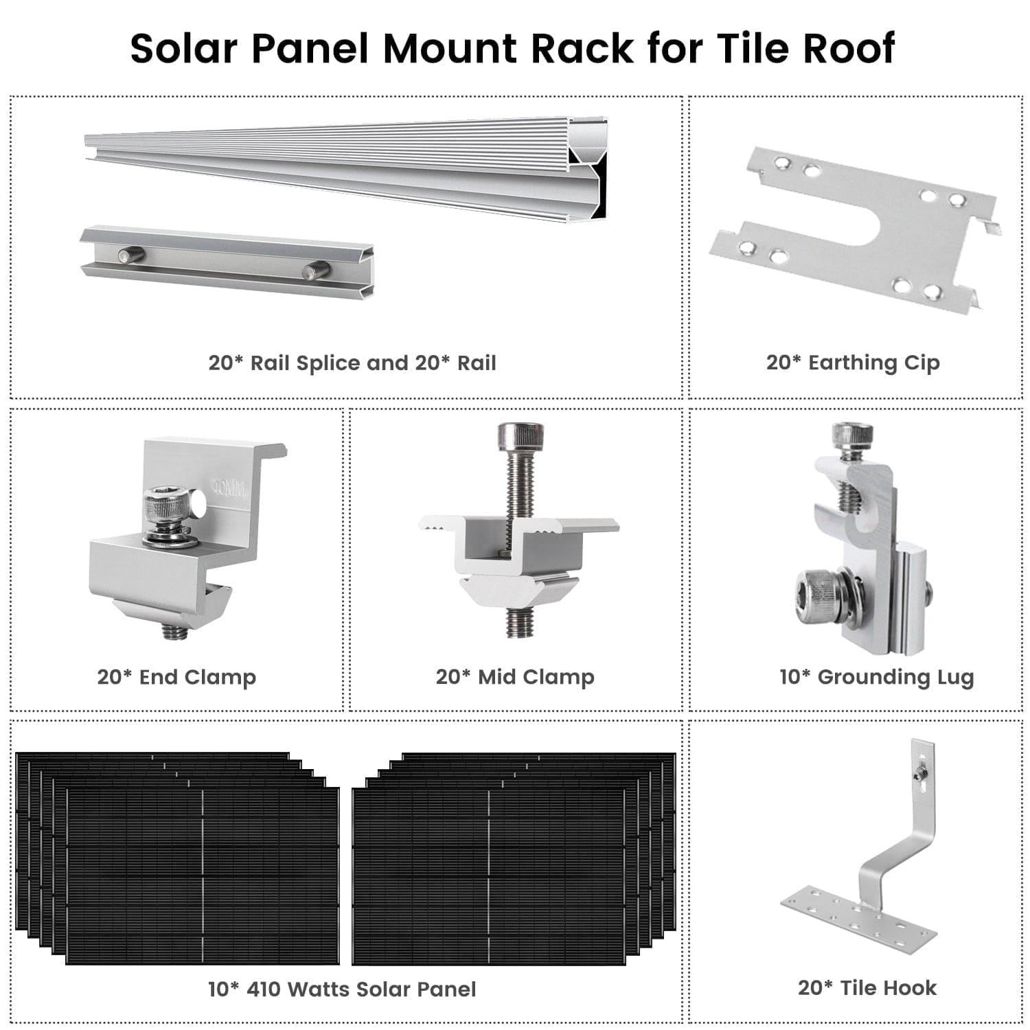 410 Watt Monocrystalline Solar Panel (10 Pack) With Solar Panel Mount Rack - Nature's Generator