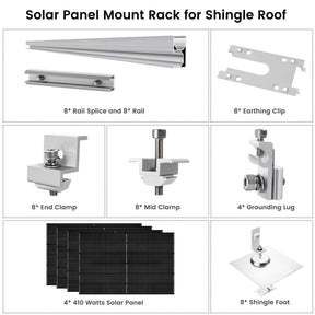 410 Watt Monocrystalline Solar Panel (4 Pack) With Solar Panel Mount Rack - Nature's Generator