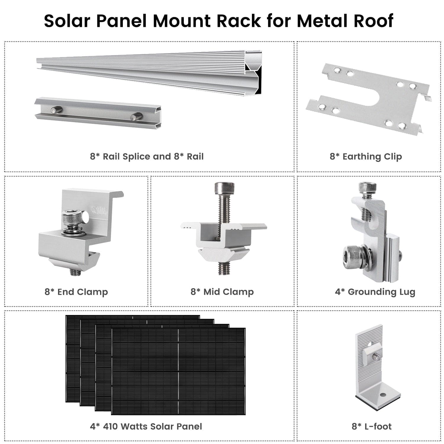 410 Watt Monocrystalline Solar Panel (4 Pack) With Solar Panel Mount Rack - Nature's Generator