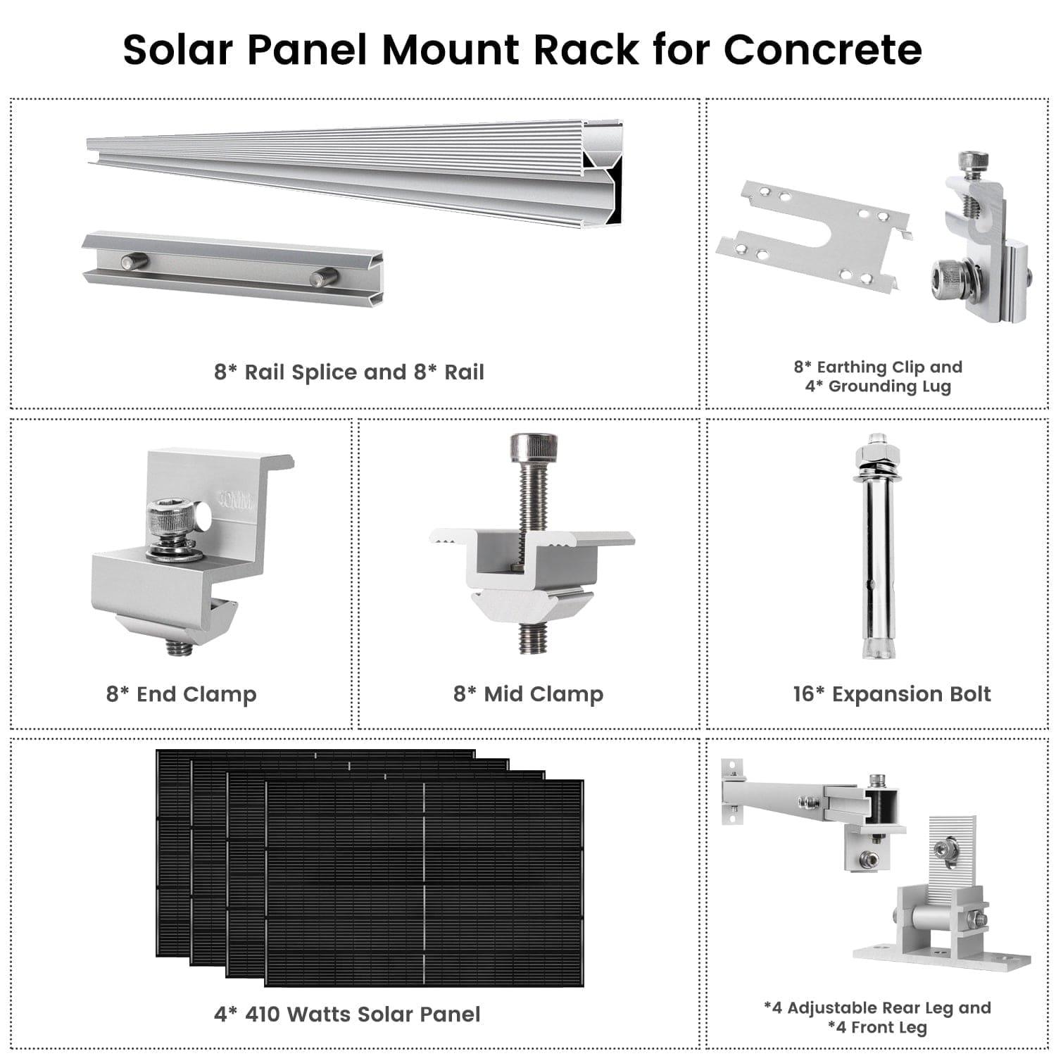 410 Watt Monocrystalline Solar Panel (4 Pack) With Solar Panel Mount Rack - Nature's Generator