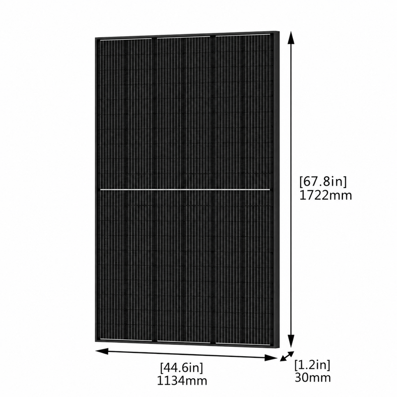 Nature's Generator Powerhouse Power Addition - A black rectangular solar panel shown on a white background with dimension arrows and text indicating width 44.6 in (1134 mm) and height 67. 8