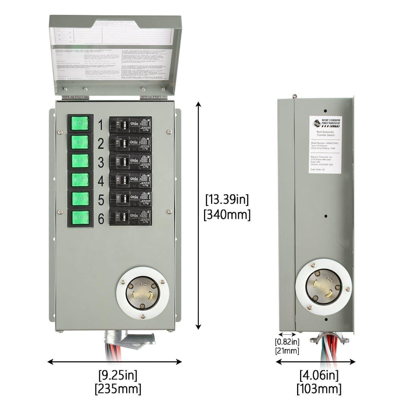 120V 30A 6-Circuit Non-Automatic Transfer Switch - Product - 6-Crcuit Transfer Switch Elite Dimension 9