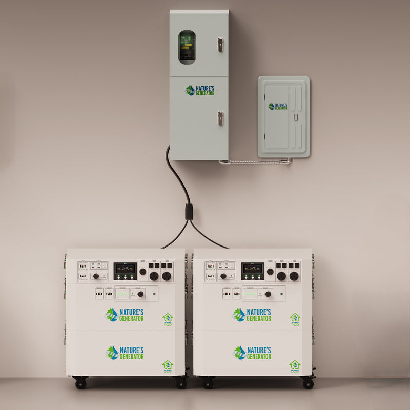 Powerhouse Help Center - Scene - Two power generators with 'Nature's Generator' branding on a beige background 19