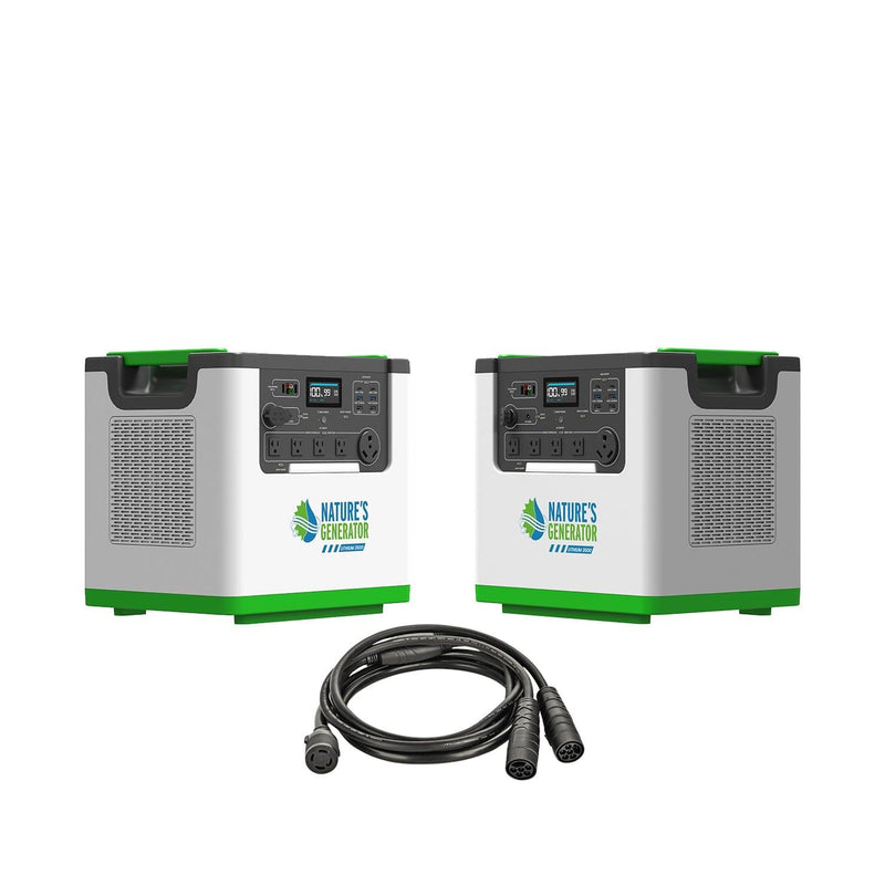 Lithium 3600 Help Center - Product 
A white portable power station with green accents, featuring multiple outlets and a digital display, branded by Nature's Generator. 4