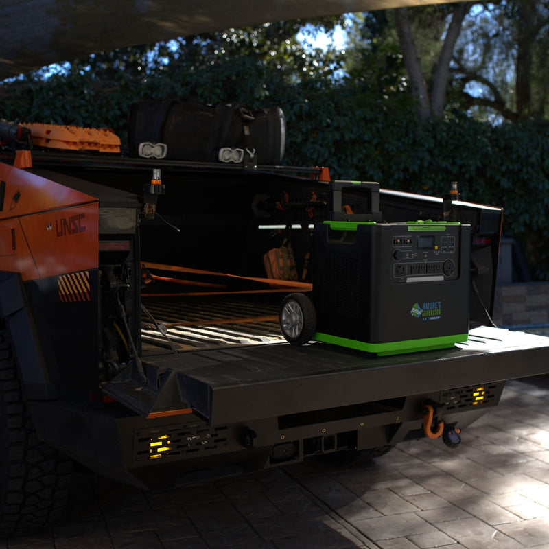 Lithium 6000 Help Center - Scene 
Portable power station on a truck bed with trees in the background 20