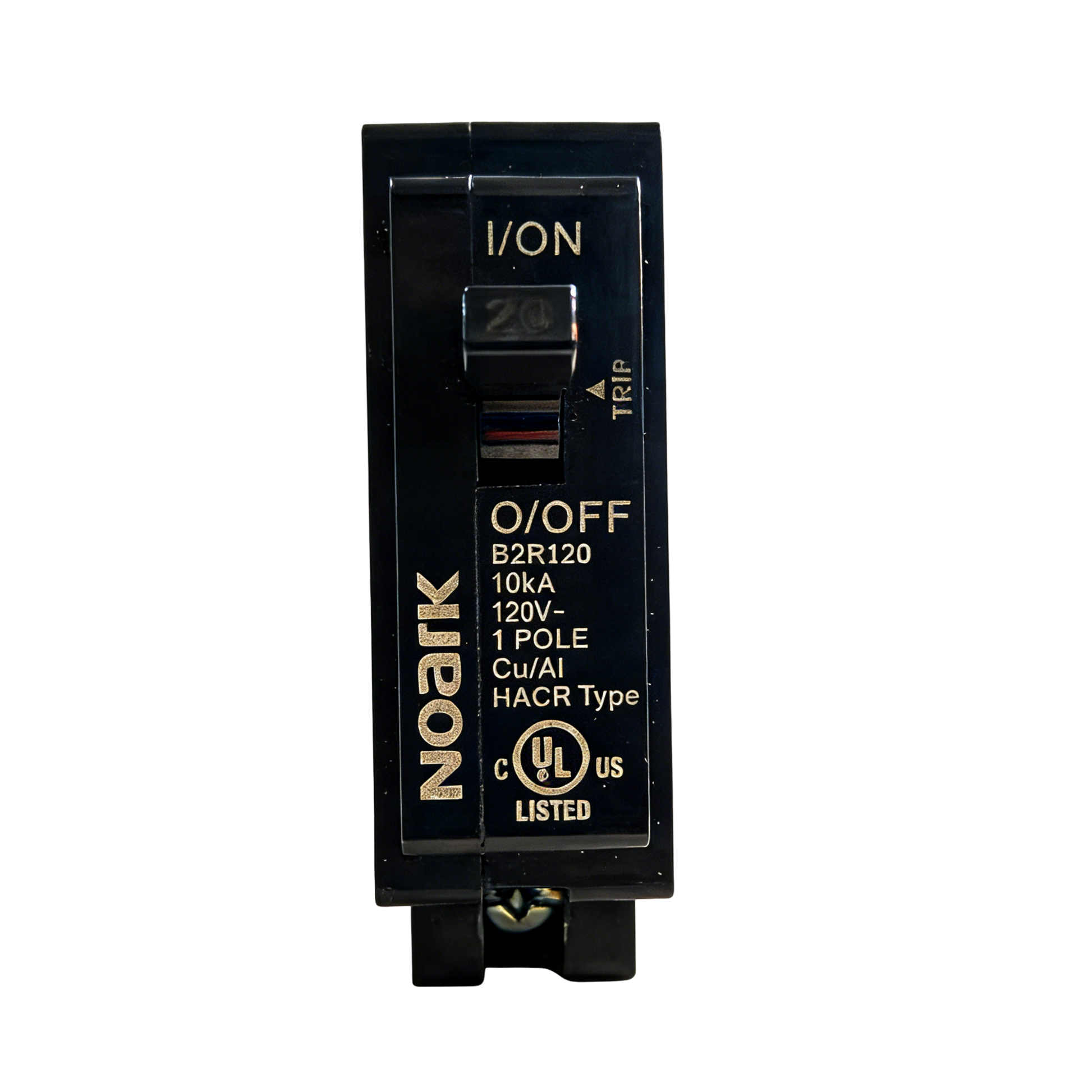 Miniature Circuit Breaker – 1-Pole, 20A, 120V UL 489 front view on a white background