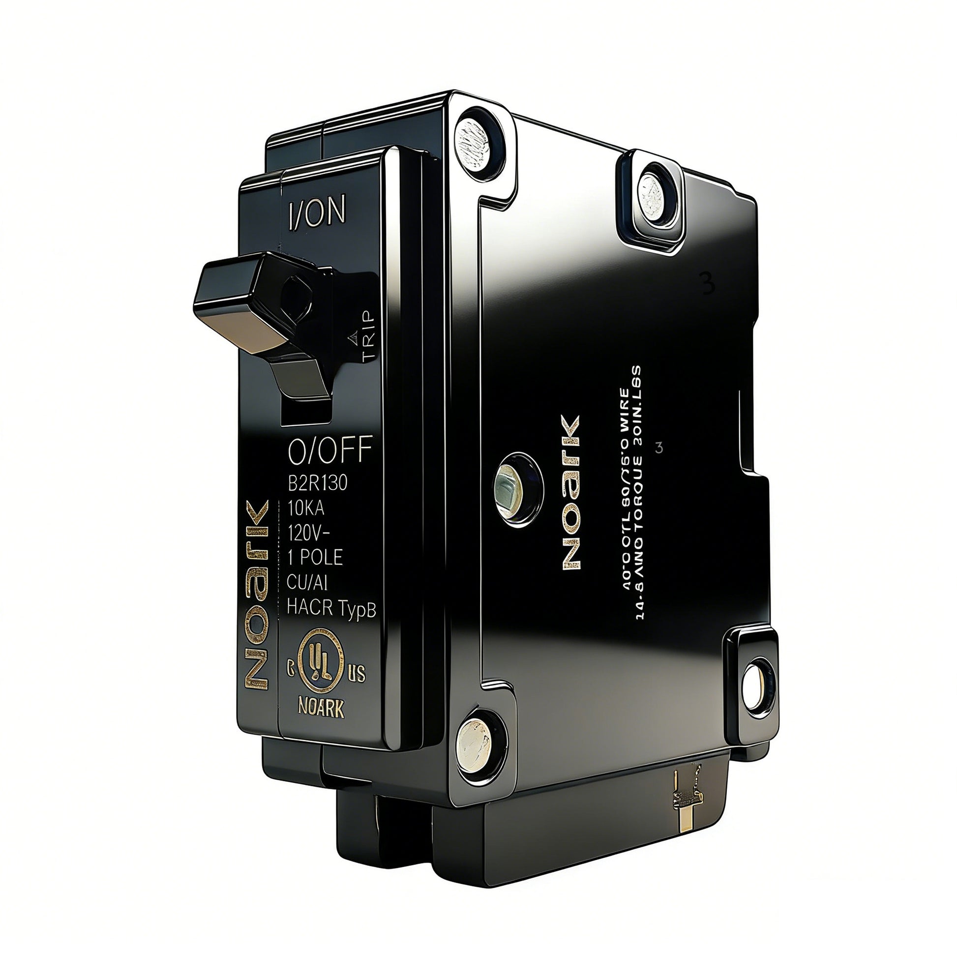 Miniature_Circuit_Breaker_1-Pole_30A_120V_UL_489 Black circuit breaker on a white background