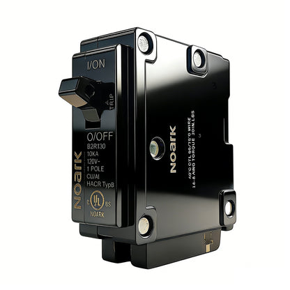 Miniature_Circuit_Breaker_1-Pole_30A_120V_UL_489 Black circuit breaker on a white background