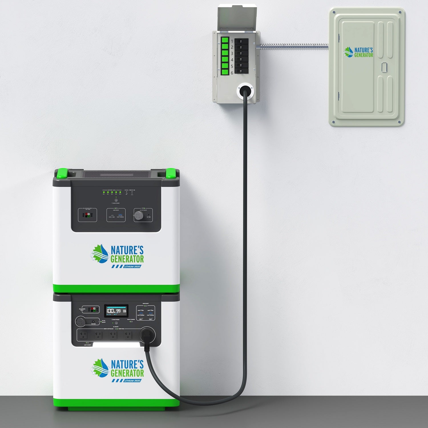 Scene Power station with 'Nature's Generator' branding on a white background