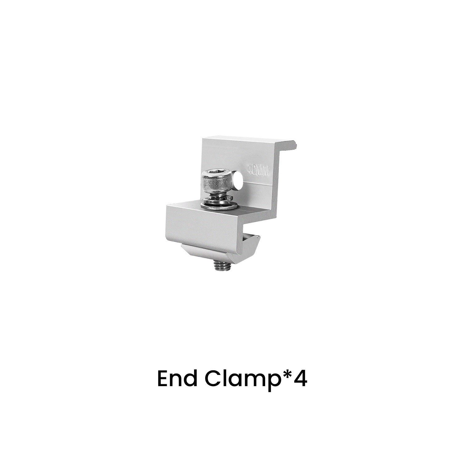Metallic end clamp on a white background with text 'End Clamp*4'.