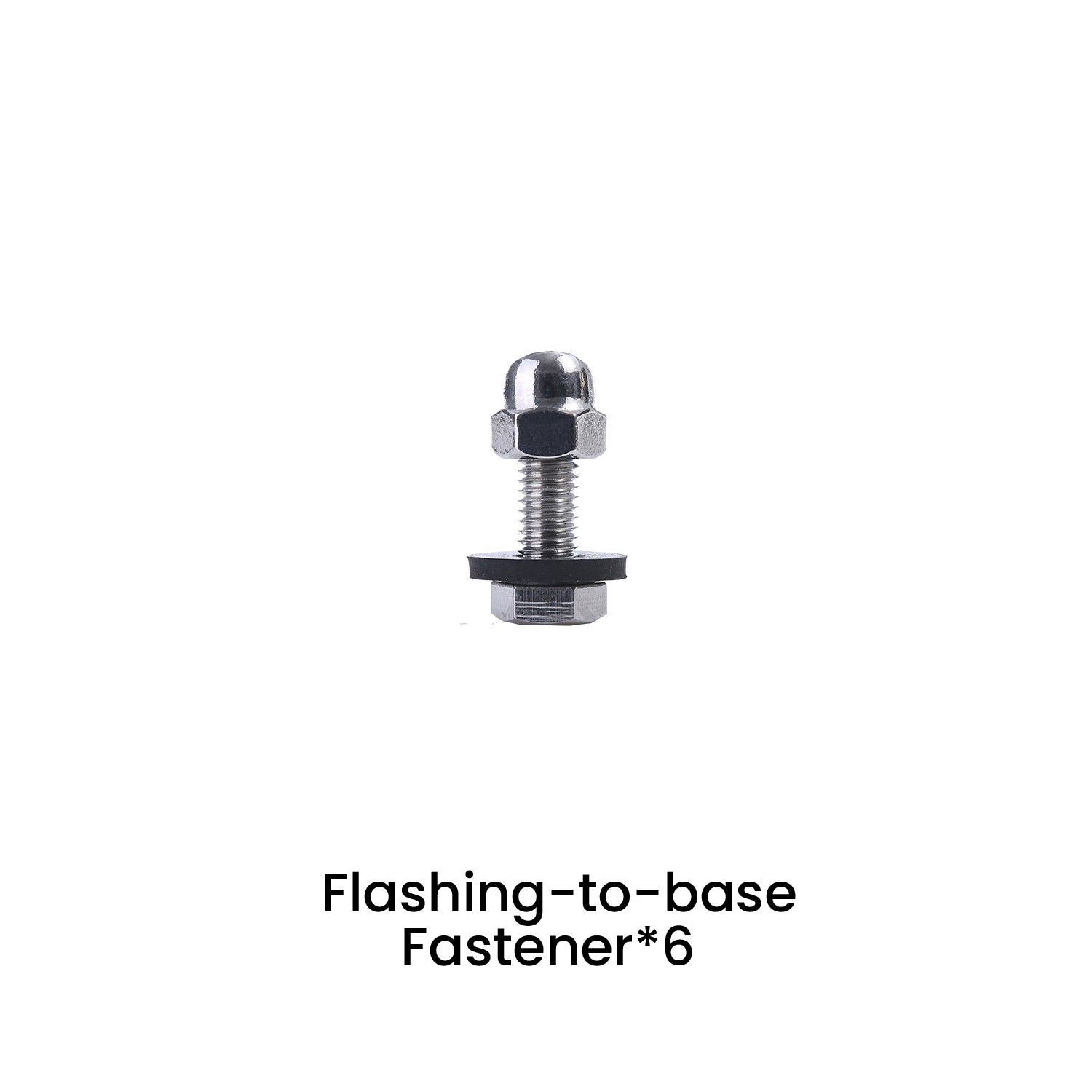 Metal fastener with text 'Flashing-to-base Fastener*6' on a white background