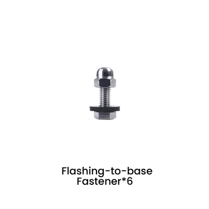 Metal fastener with text 'Flashing-to-base Fastener*6' on a white background