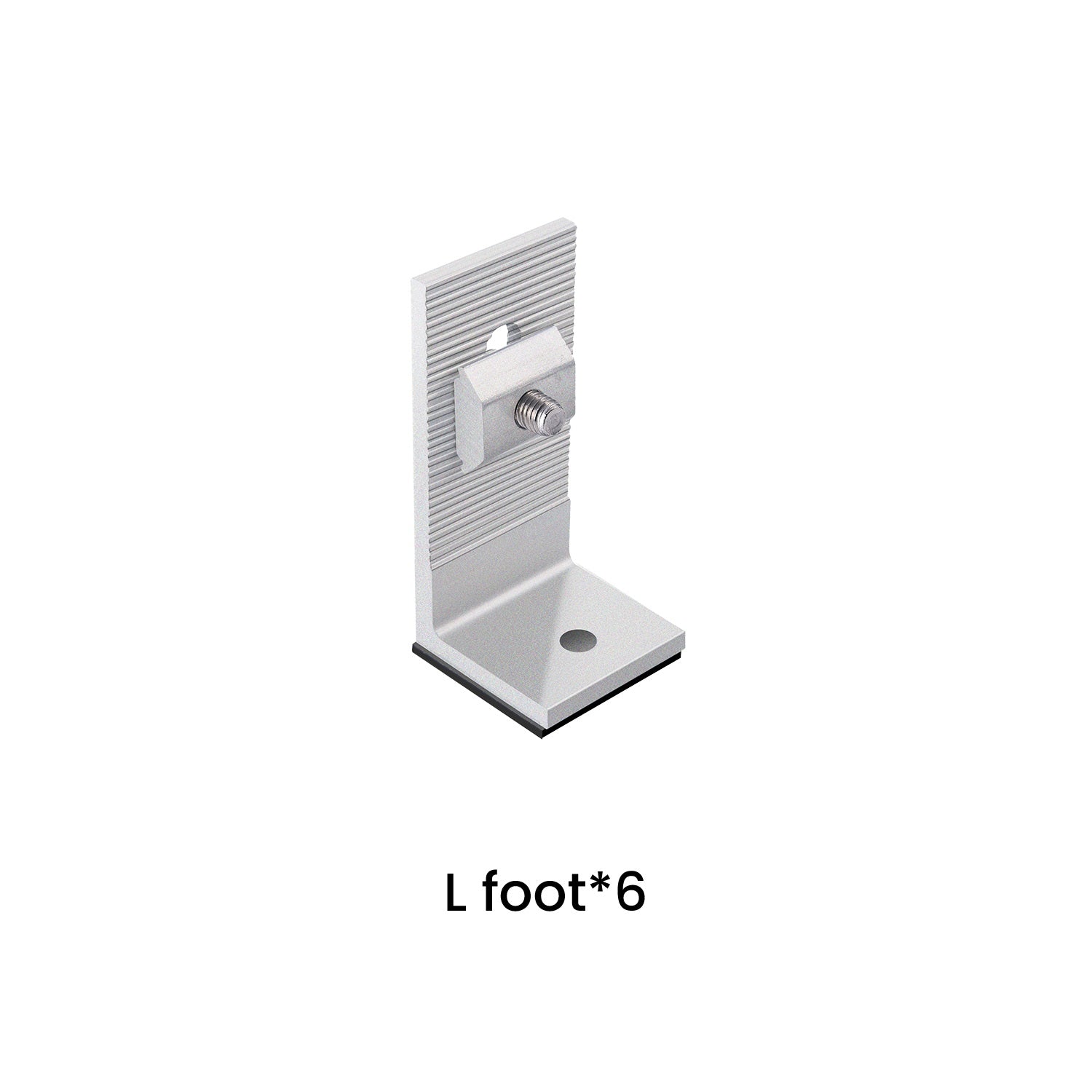 Metal bracket on a white background with text 'L foot*6'.