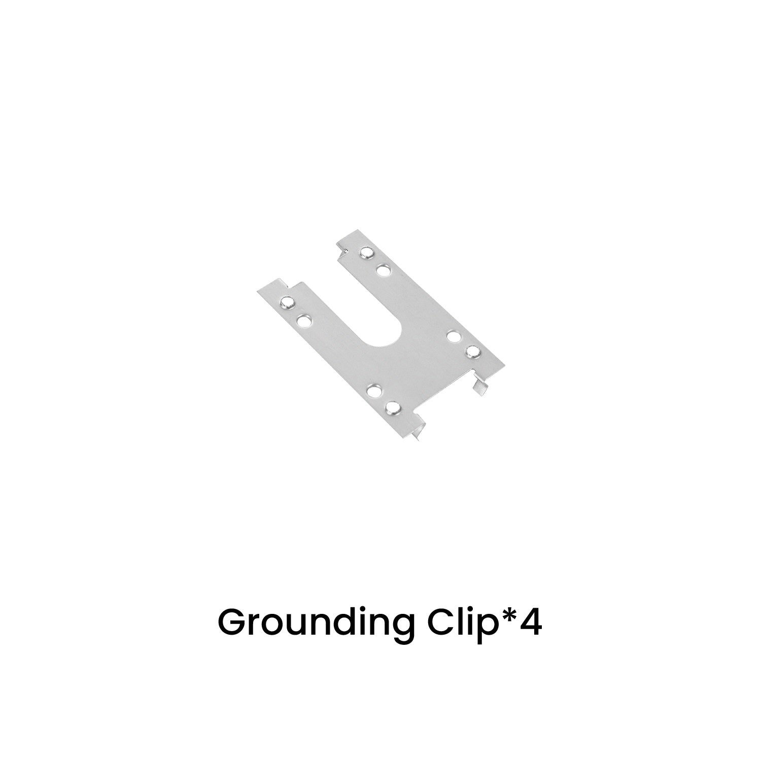 Metal grounding clip on a white background with text indicating quantity.