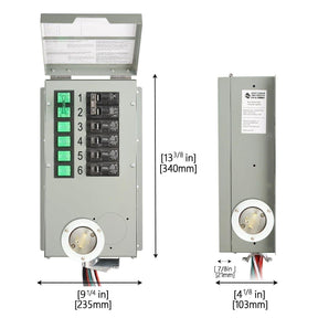 6-Circuit 120V/240V Generator Transfer Switch Dimension