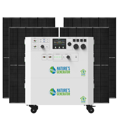 Product - Nature's Generator Powerhouse with Power Pod Solar Generator Front x4 410W Rigid Panel