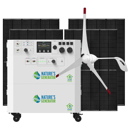Product - Nature's Generator Powerhouse and Power Pod with 4x 410W Rigid Panel and 350W Wind Turbine