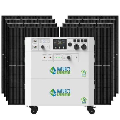 Product - Nature's Generator Powerhouse with Power Pod Solar Generator Front x8 410W Rigid Panel