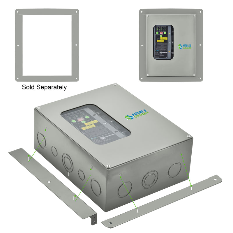 50A Compact Automatic Transfer Switch for Home, RV & Marine - Product - Electrical enclosure with mounting brackets and a panel on a white background 6