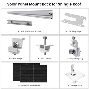 410 Watt Monocrystalline Solar Panel (2 Pack) With Solar Panel Mount Rack