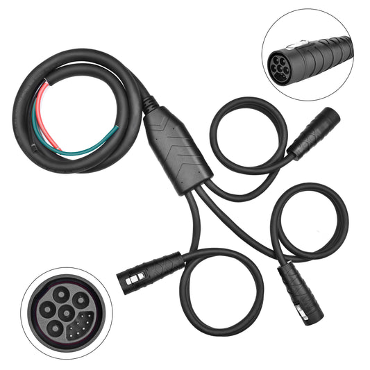 Product - Electric vehicle charging cable with connectors on a white background