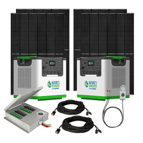 Nature's Generator 240V LiFePO4 Solar and Wind Generator with 12-Circuit Manual Transfer Switch and 4x 410W Mono PERC Solar Panels