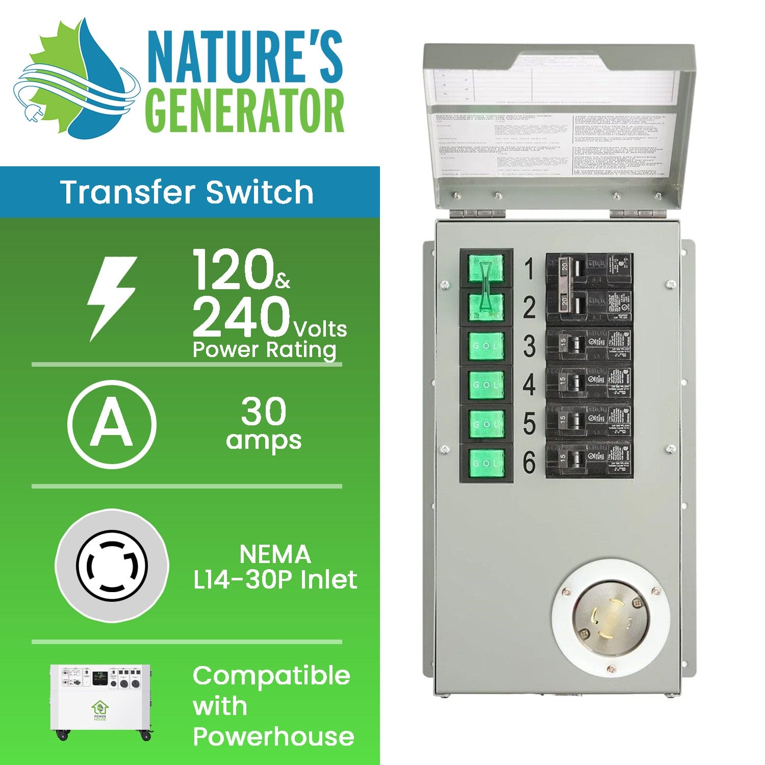 Nature's Generator Powerhouse Power Transfer Switch Kit - Nature's Generator