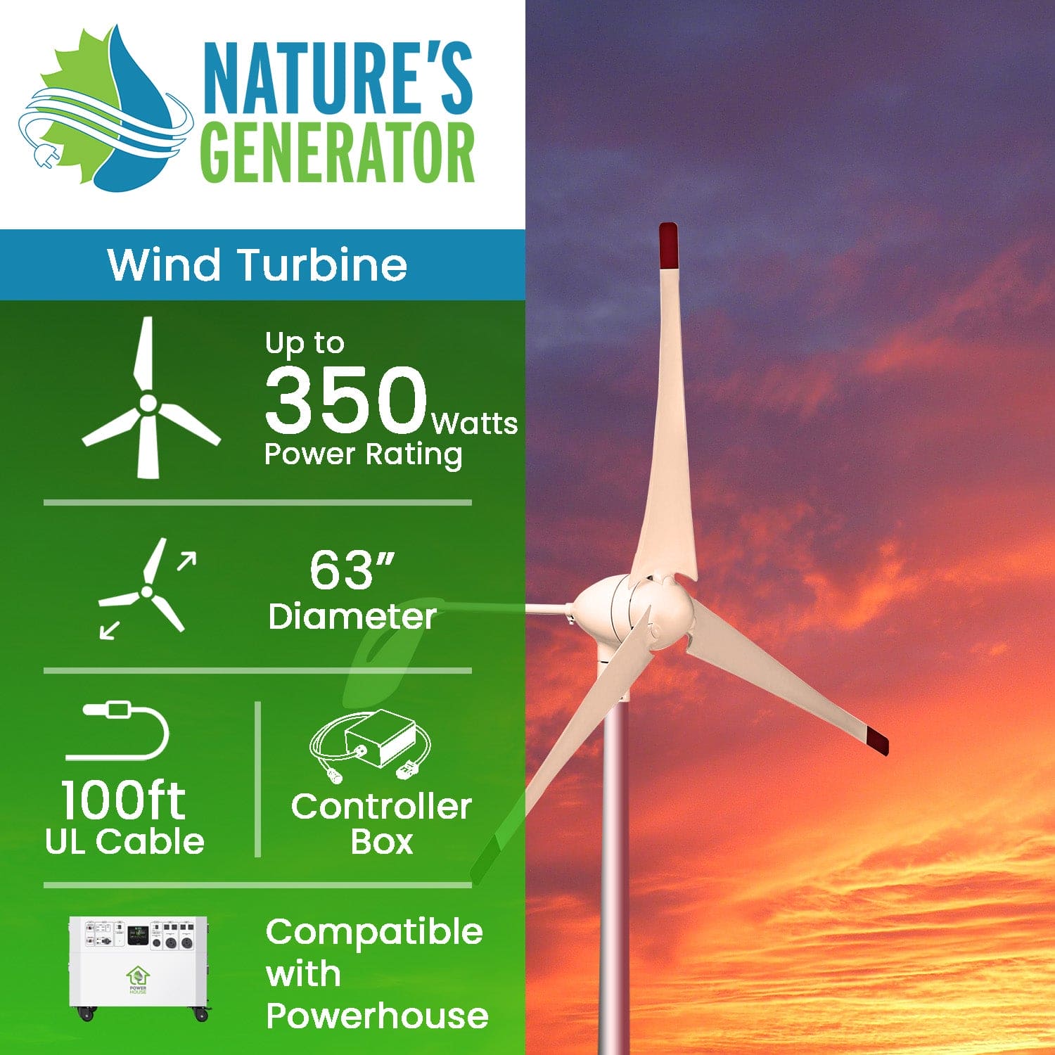 Nature's Generator Powerhouse Wind Turbine - Nature's Generator