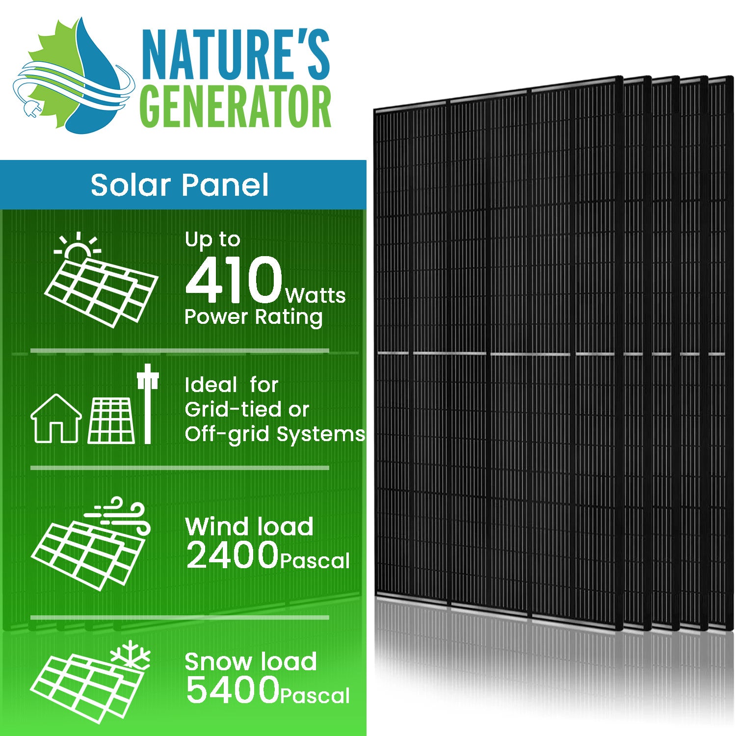 410W Solar Panel 10x with mounting kit